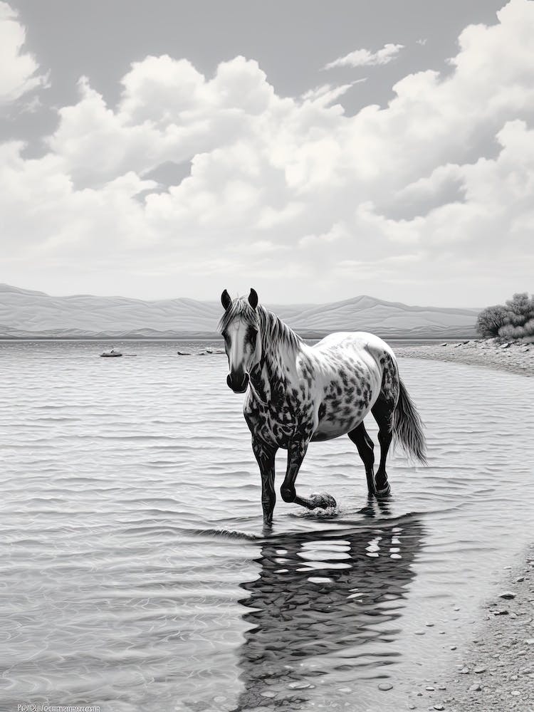 A Horse Oil Painting In Zlatni Rat, Croatia, Portrait 3