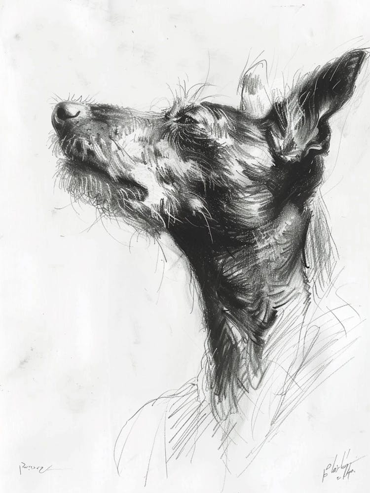 Portuguese Podengo Pequeno Dog Charcoal Line 1