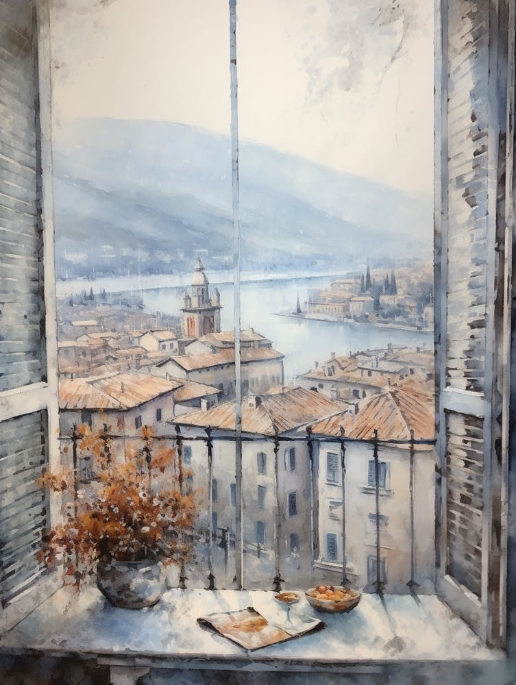 Winter Cityscape Lake Como Italy 4
