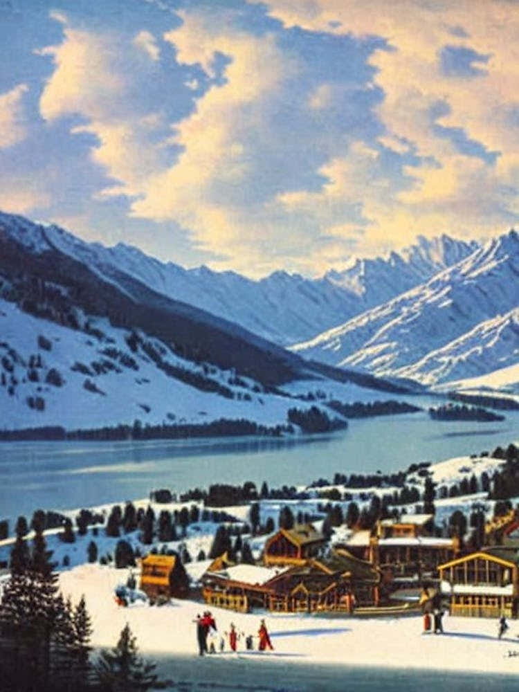 The Remarkables, New Zealand Ski Resort Vintage Landscape 1 Skiing Poster