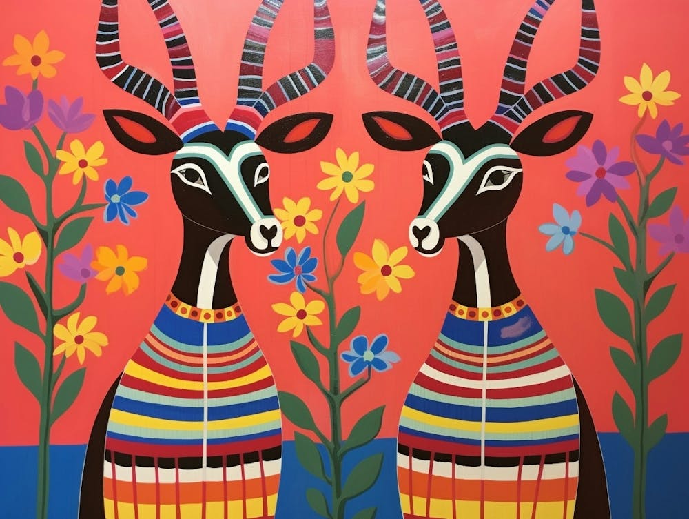 Okapi 2 Folk Style Animal Illustration