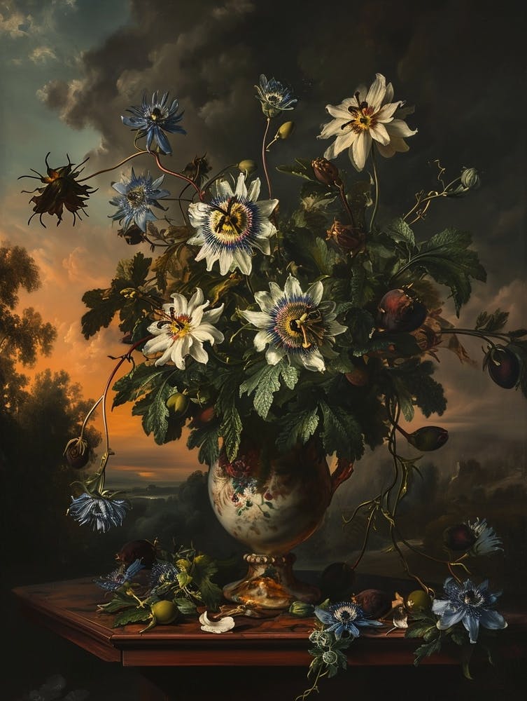 Nature morte florale baroque Passiflore 4