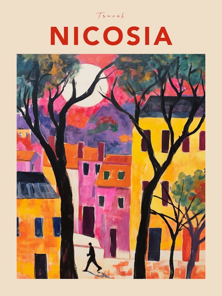 Nikosia Zypern 2 Fauvistisches Reiseposter