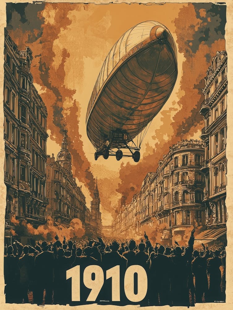 Aihrgdesign A Vintage Poster Of An Early Airship Soaring Abov D4439c62 2d2f 49e1 Afde Defbd28230e7 3