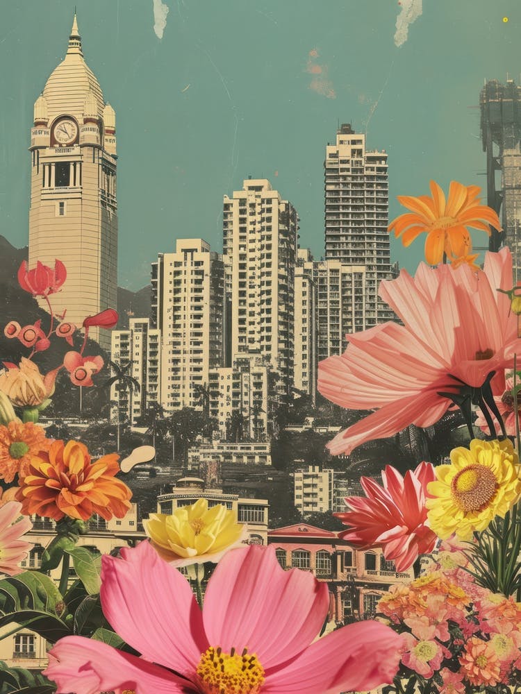 Mumbai   Floral Retro Collage Style 1
