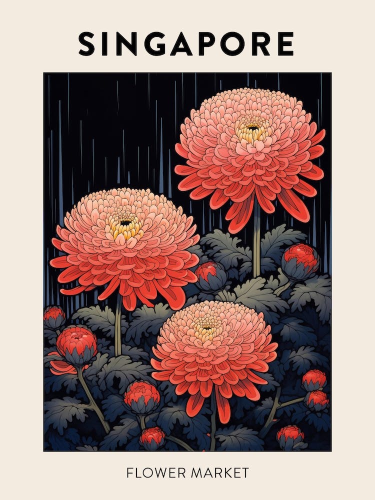 Singapore Botanical Flower Market Poster