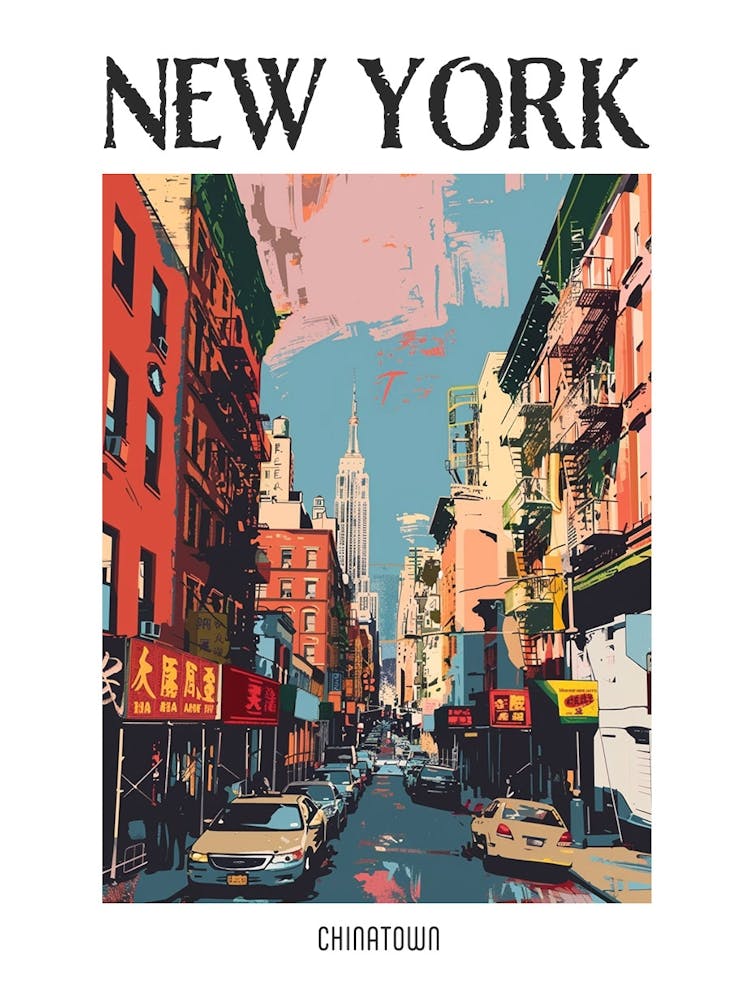 Chinatown New York Colourful Silkscreen Illustration 3 Poster