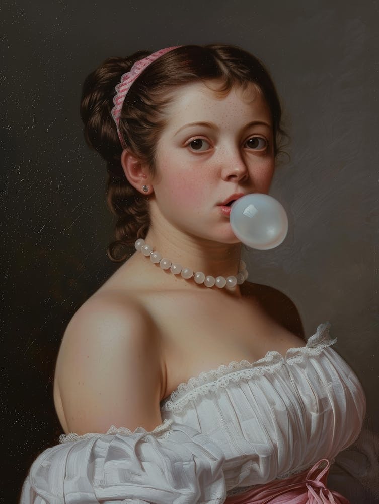 Fille soufflant une bulle
