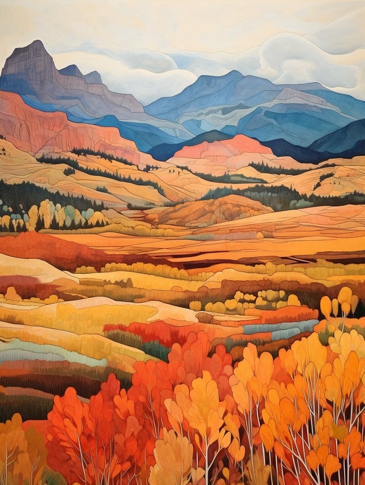 Autumn National Park Painting Rocky Mountain National Park Colorado Usa 2