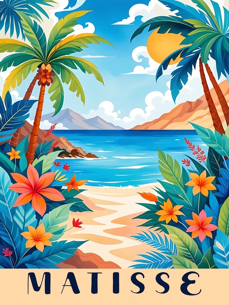 Henri Matisse Inspired Art - Tropical Paradise Landscape 1