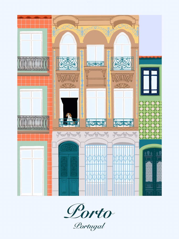 Porto Pup vintage inspired travel poster