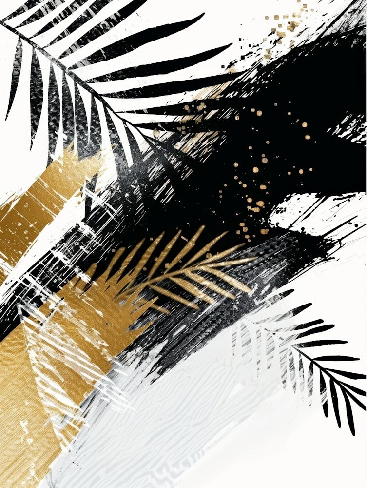 Gold And Black Palm Leaves 3