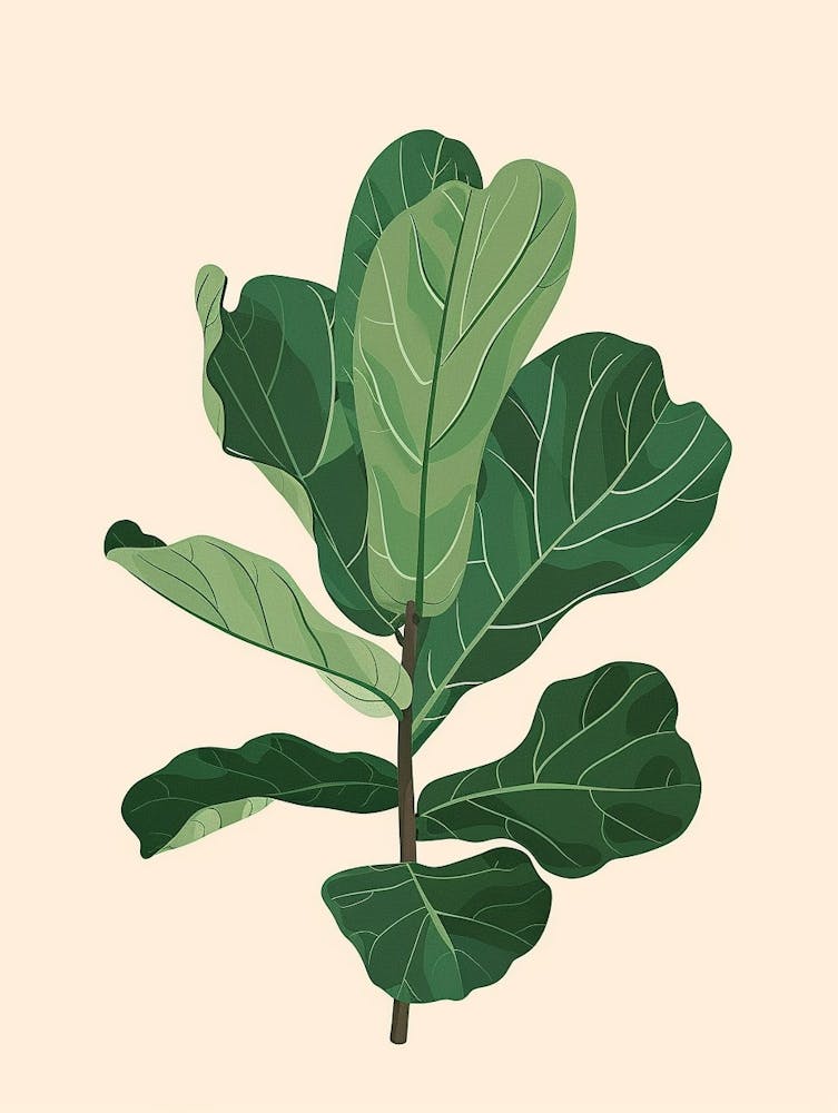 Fiddle Leaf Fig Plant Minimalist Illustration 6