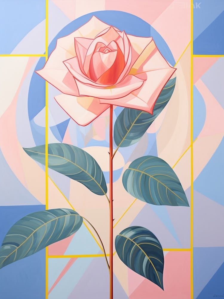 Rose 8 Hilma Af Klint Inspired Pastel Flower Painting