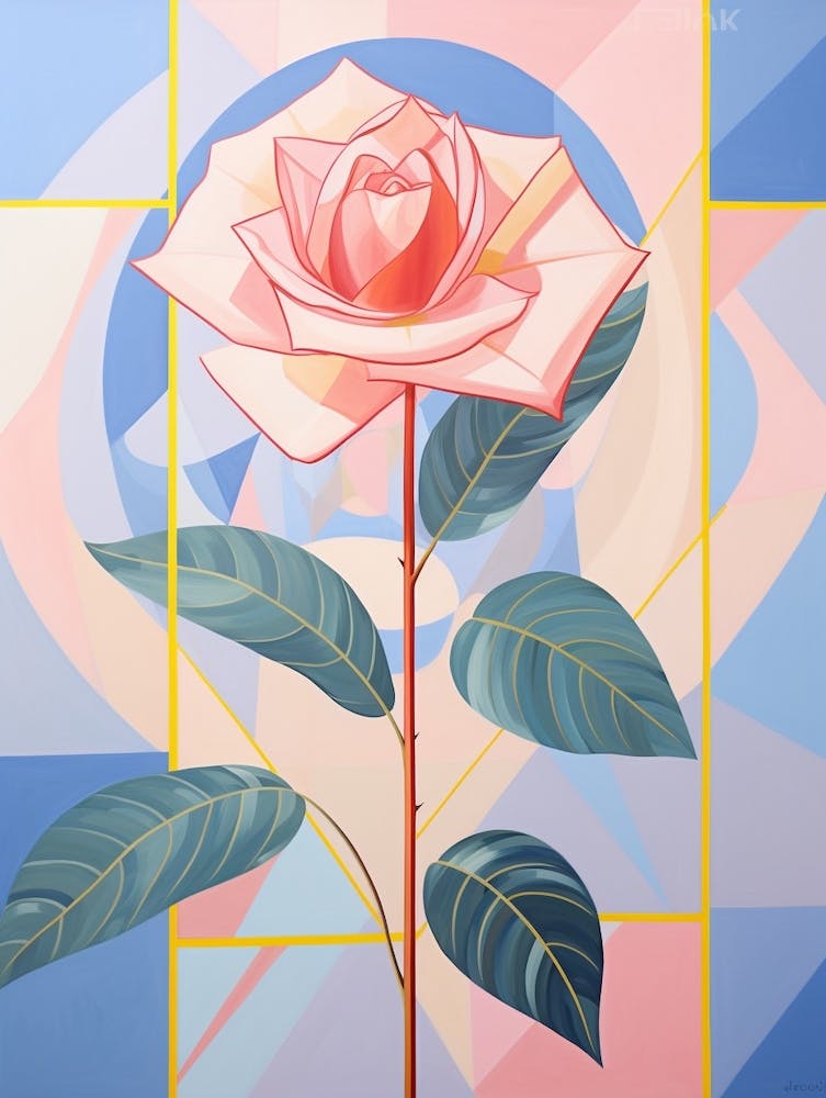 Rose 8 Hilma Af Klint Inspired Pastel Flower Painting