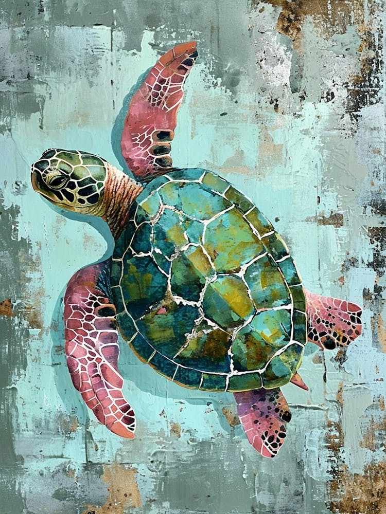 Textured Brushstrokes Of A Sea Turtle 1