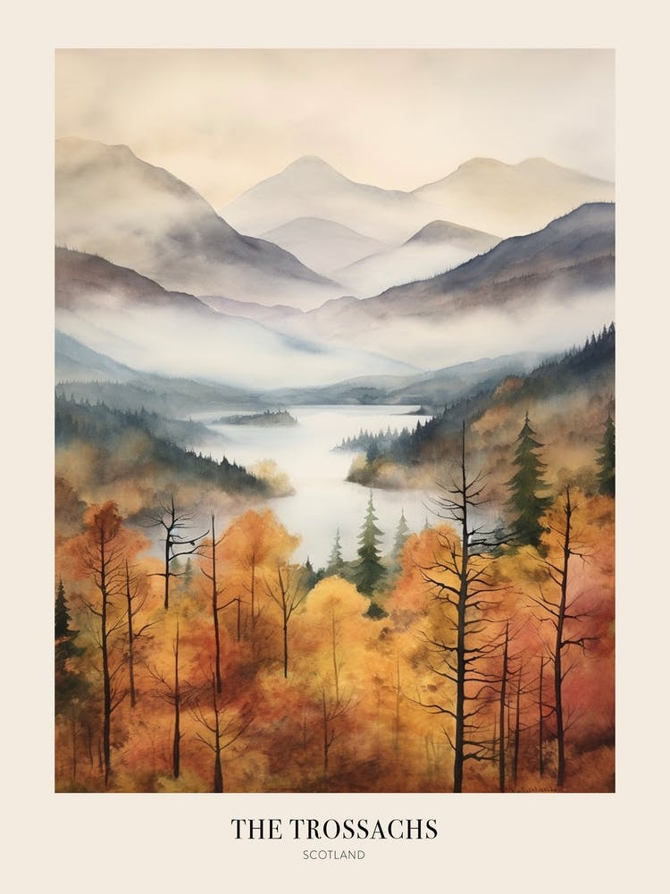 Autumn Forest Landscape The Trossachs Scotland 2 Poster