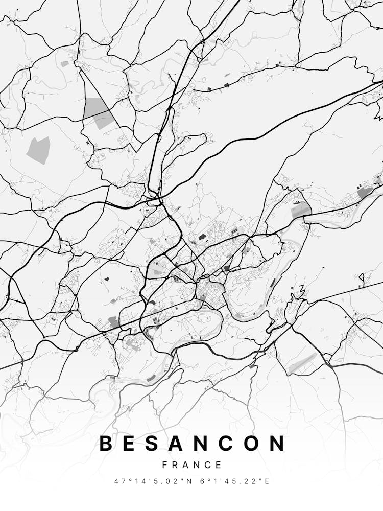 Besancon France White Map 1