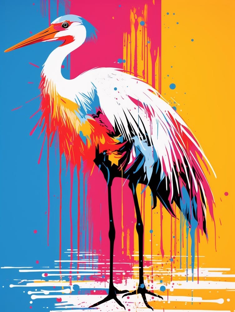 Andy Warhol Style Bird Crane 2