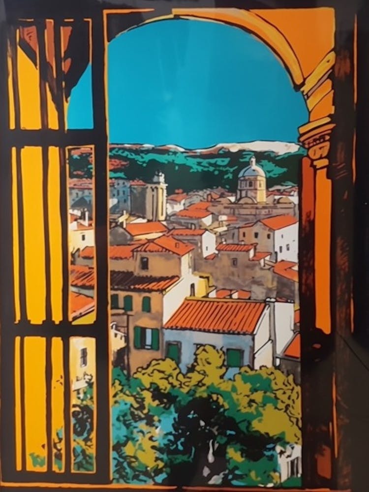 A Window View Of Rome In The Style Of Pop Art 1