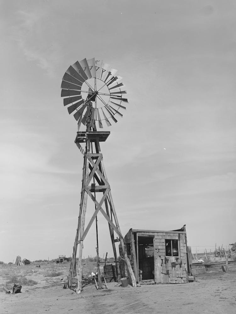 Windmill And Milk House Of The Bosley Reorganization Unit,Baca County, Colorado By Russell Lee