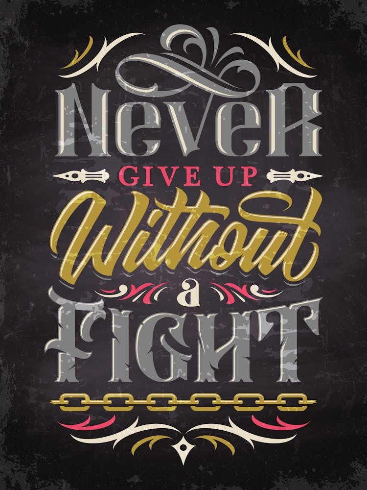 Never Give Up Without A Fight — kitchen art print, kitchen wall decor, motivational poster