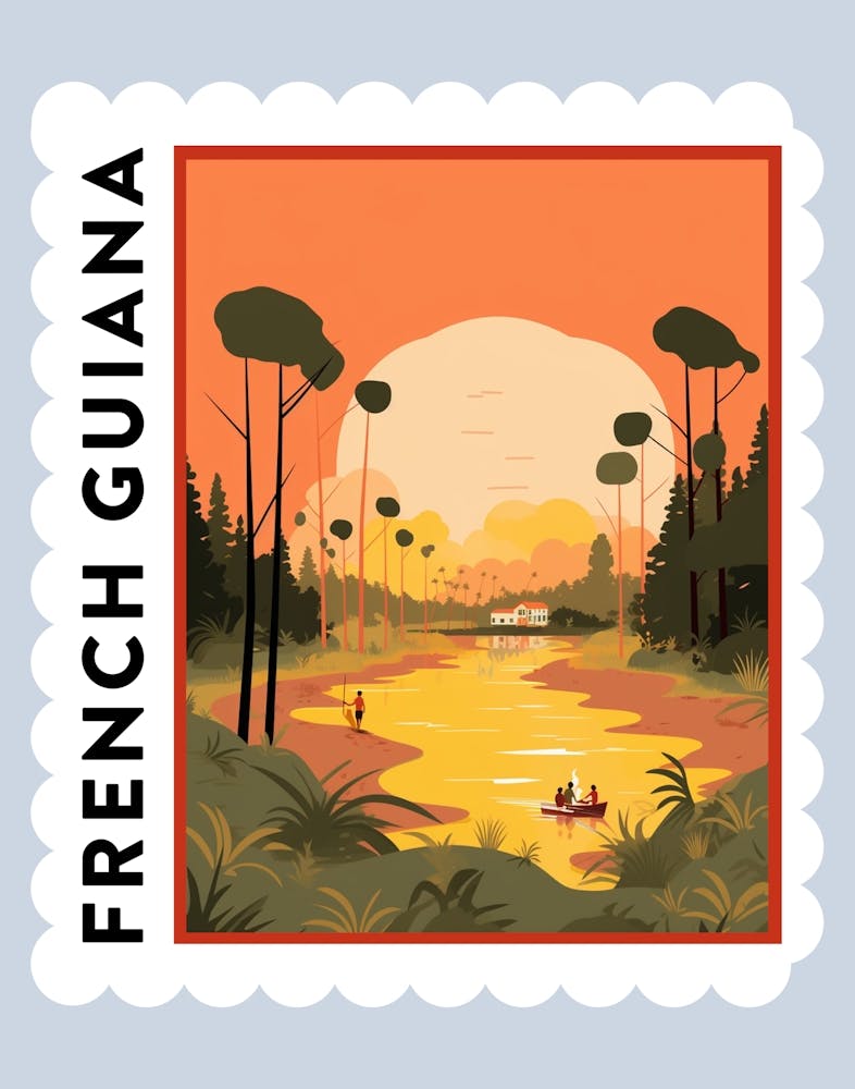 French Guiana 2 Travel Stamp Poster
