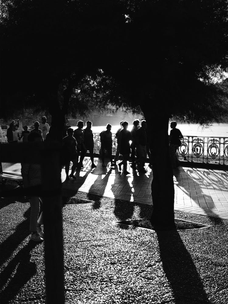 Sunlight On The Promenade, Black And White St Sebastian, Spain