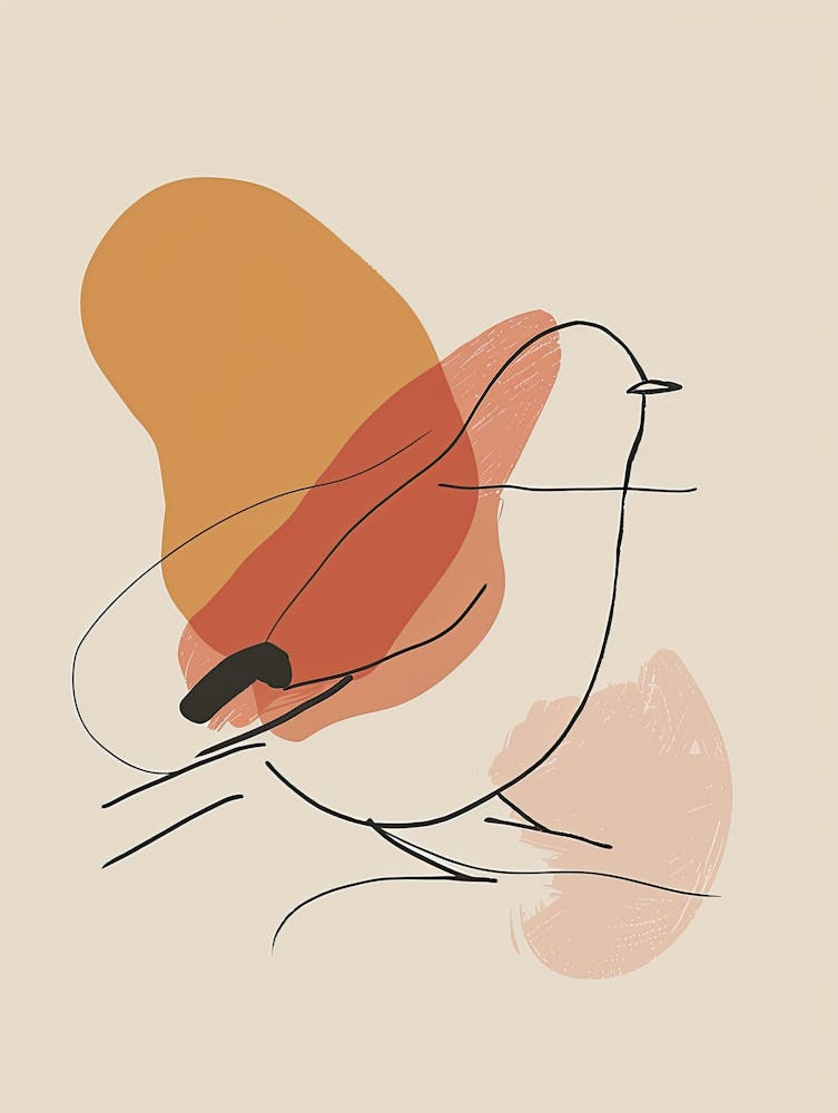 Bird On A Branch - Boho, Line Art