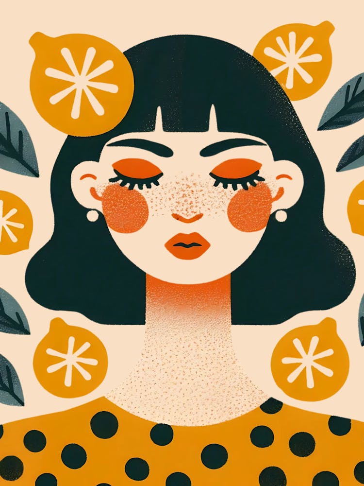 Girl With Lemons Aesthetic Portrait