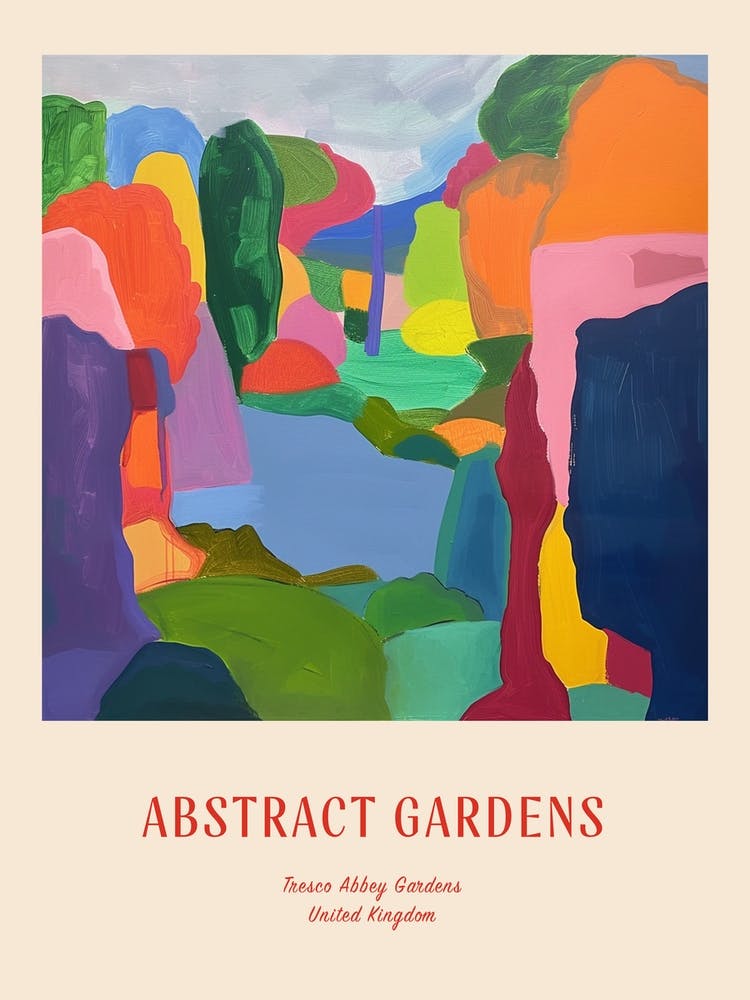 Colourful Gardens Tresco Abbey Gardens United Kingdom 3 Red Poster