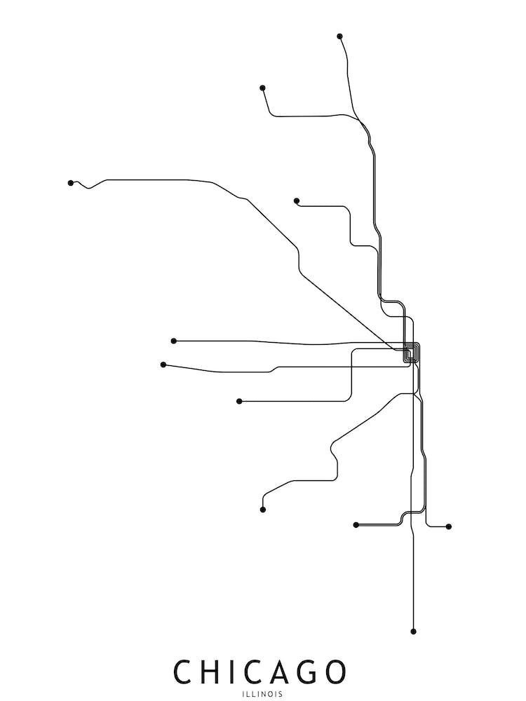 Chicago Subway White Map