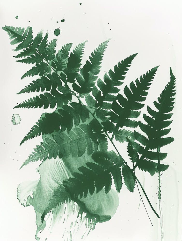 Green Ink Painting Of A Holly Fern 3