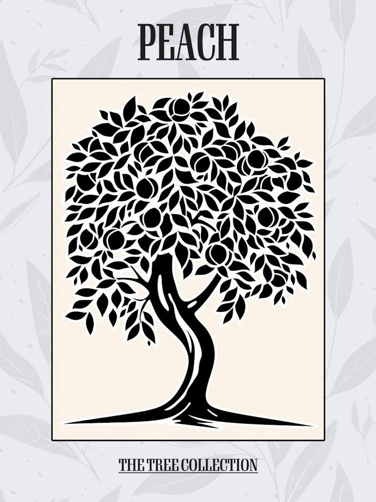 Peach Tree Simple Geometric Nature Stencil 1 Poster