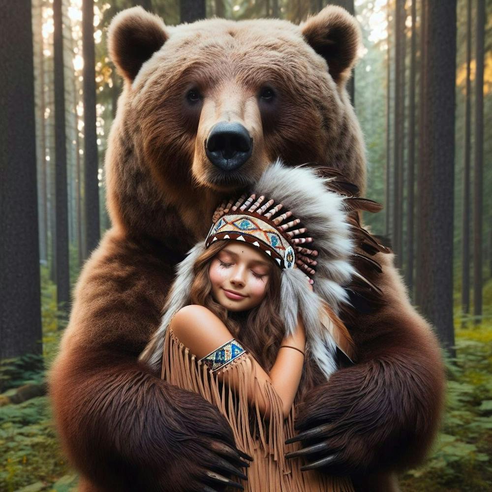 Indian Girl Hugging A Bear