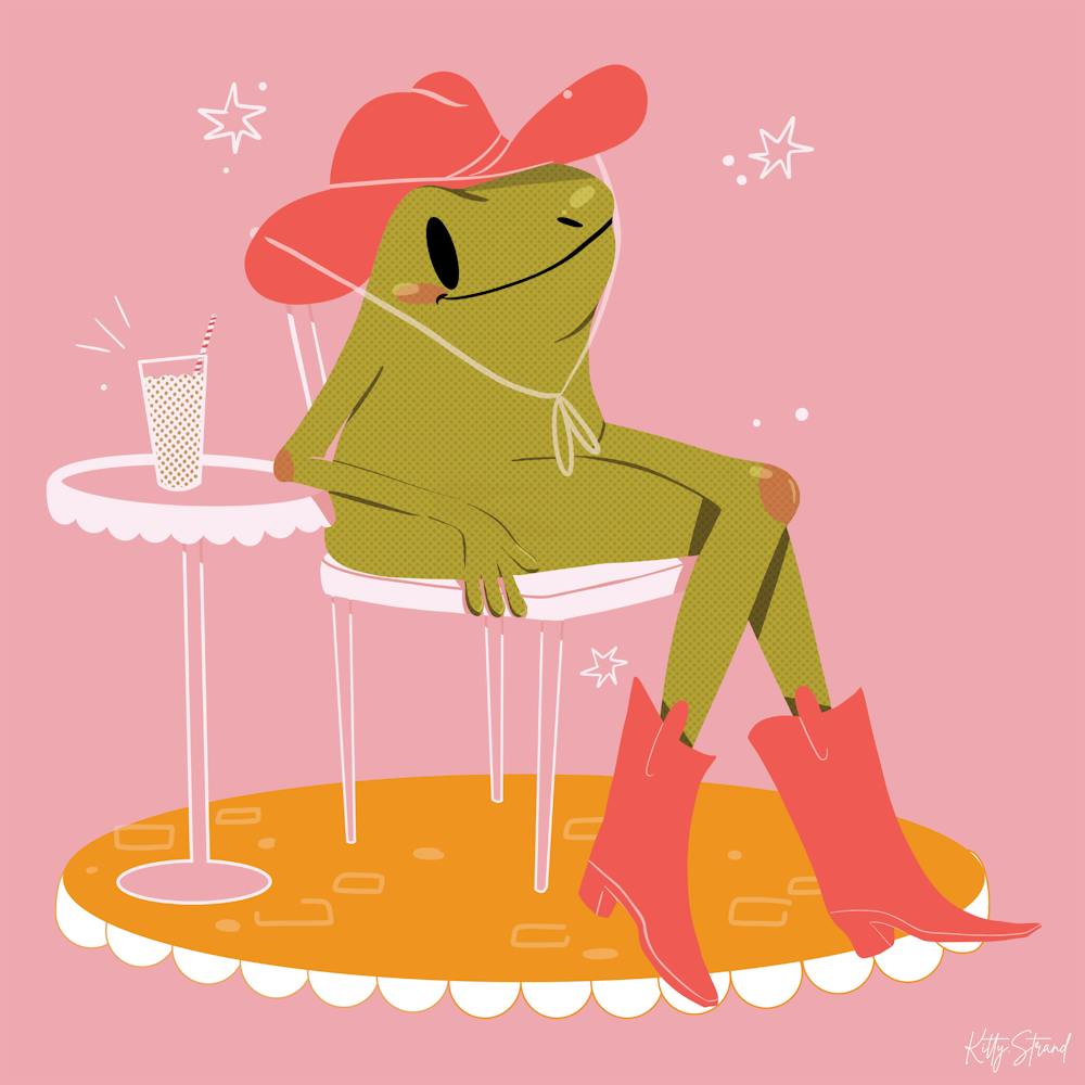 Cowboy Frog drinking an iced Coffee 1