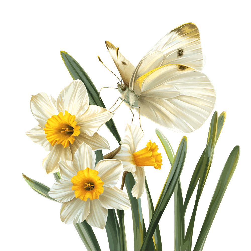Daffodils And Butterfly 1