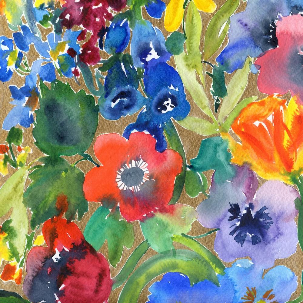 Watercolor Flowers with Anemones
