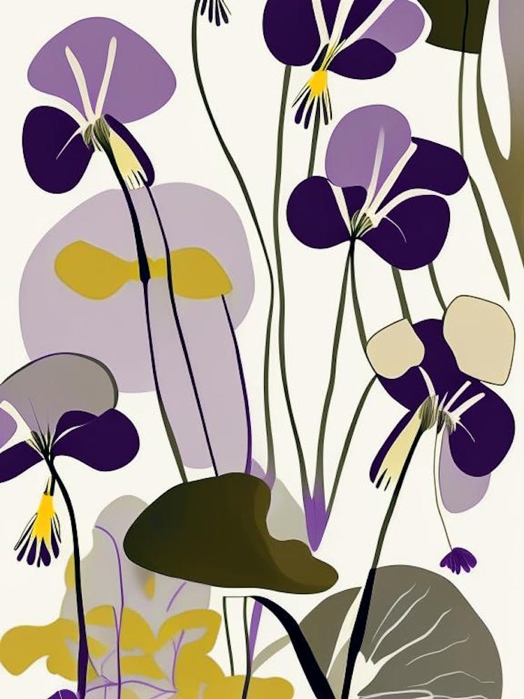 Marsh Violet Wildflower Modern Muted Colours 2