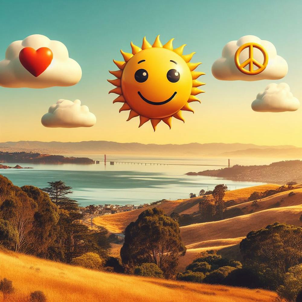 Soleil Joyeux Avec Nuages Région de la Baie