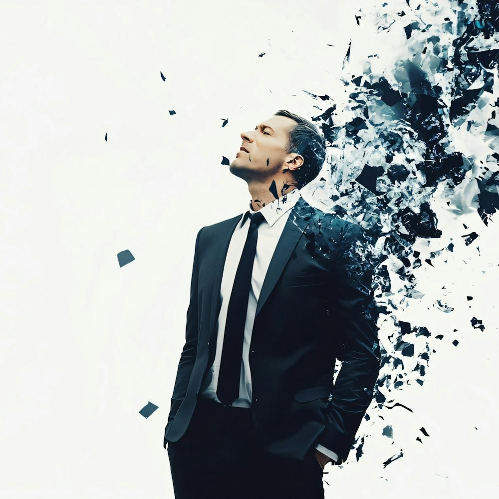 Businessman With Broken Glass