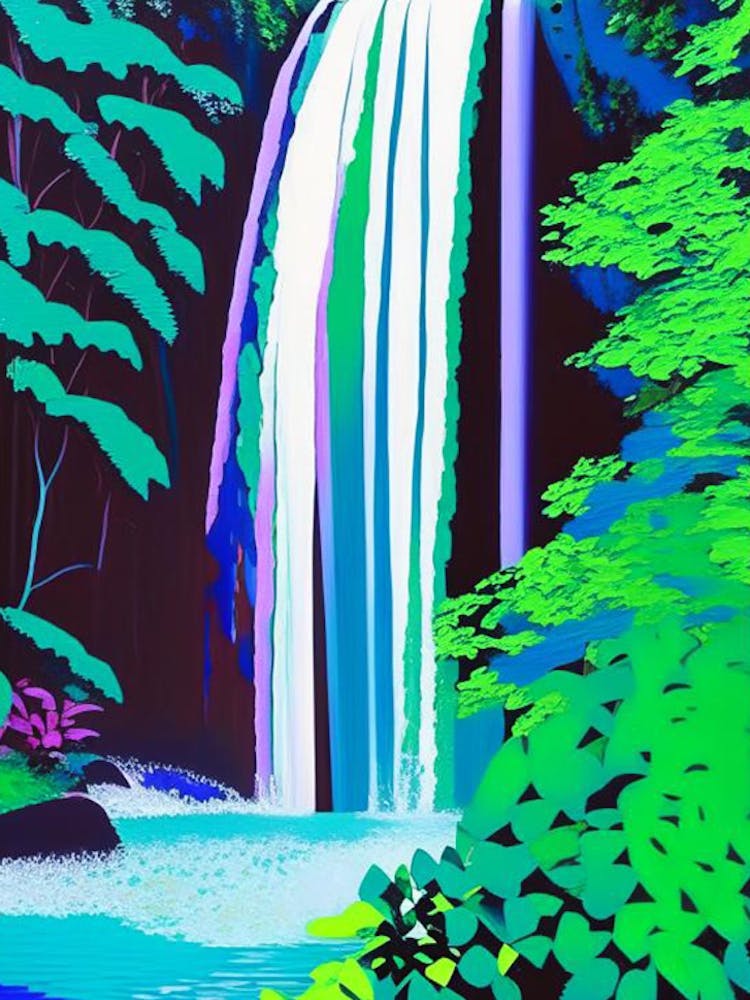 Waterfalls In Forest Water Landscapes Waterscape Colourful Pop Art 1
