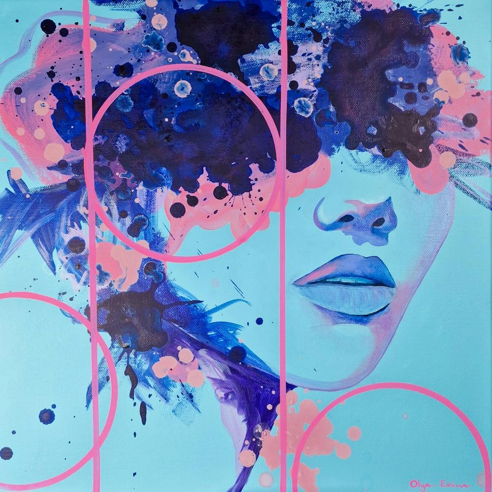 Blue And Pink Abstract Girl
