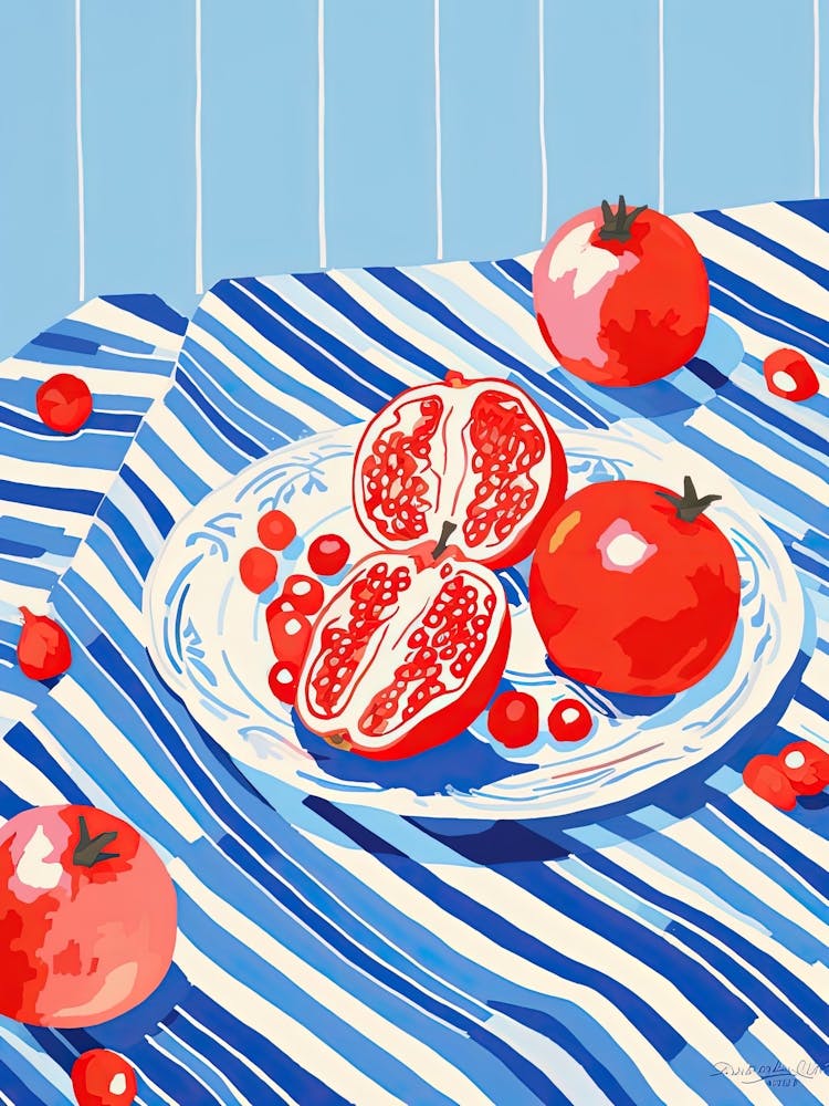 Pomegranate Fruit Summer Illustration 1