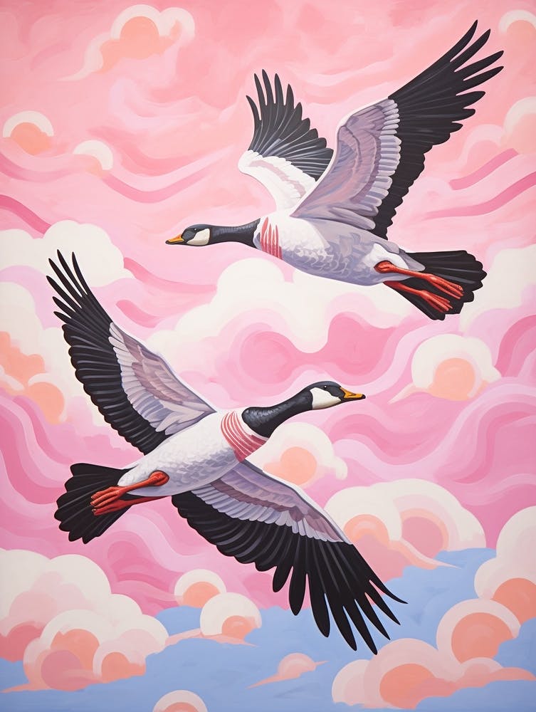 Impression d'Oiseau d'Inspiration Japonaise Vintage - Bernache du Canada 1