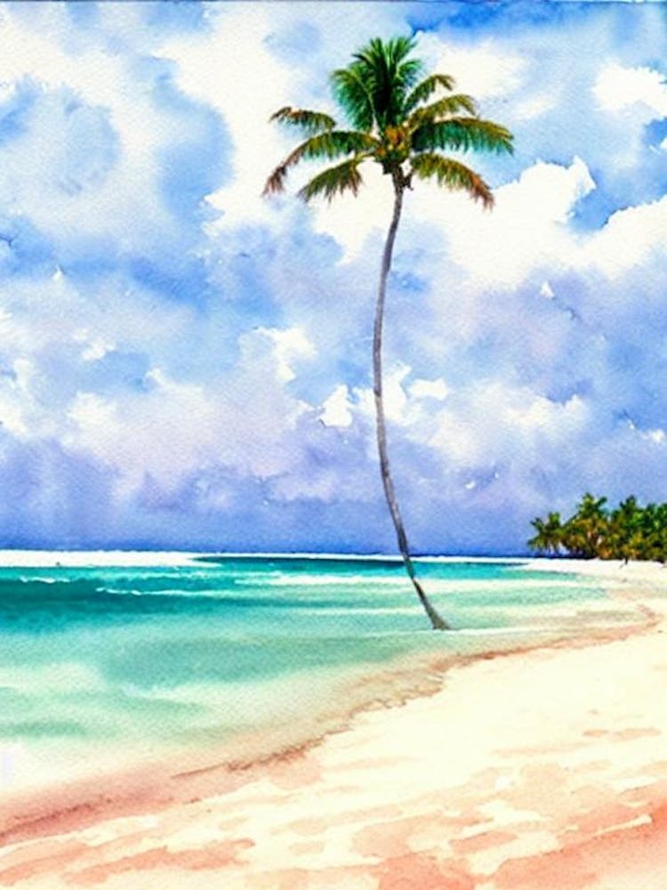 Bavaro 4 Beach, Dominican Republic Watercolour