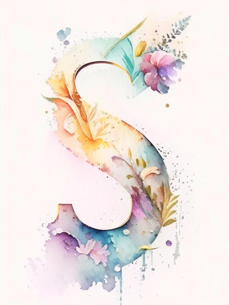 S, Letter, Alphabet Storybook Watercolour 2