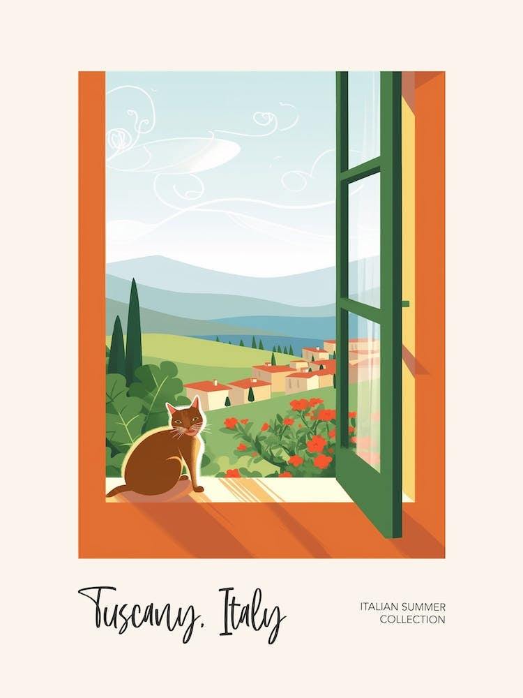 Tuscany Cat On A Window 3 Italian Summer Collection