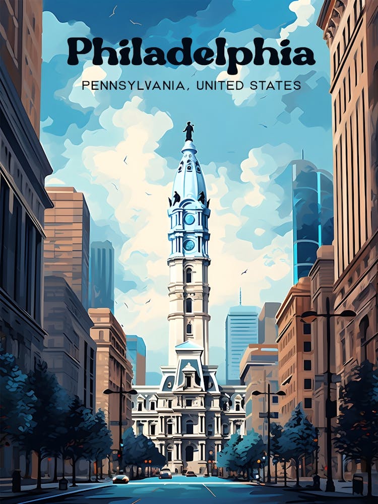 Philadelphia Pennsylvania United States 2 Travel Poster 3 4 Resize