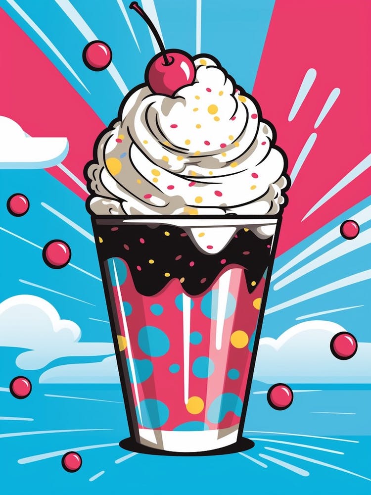 Pop Art Ice Cream Sunday Polka Dots 1